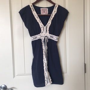 2 FOR $15 XS Navy Blue Dress Crochet Detailing